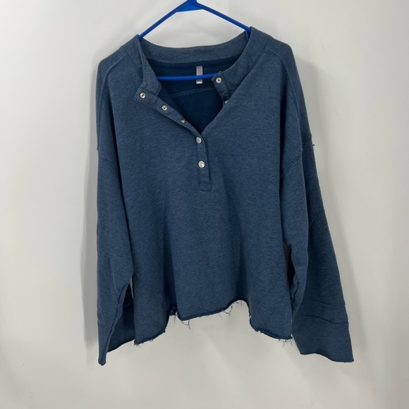 FREE PEOPLE MOVEMENT Play On Half Snap Pullover In French Navy M - Picture 1 of 13
